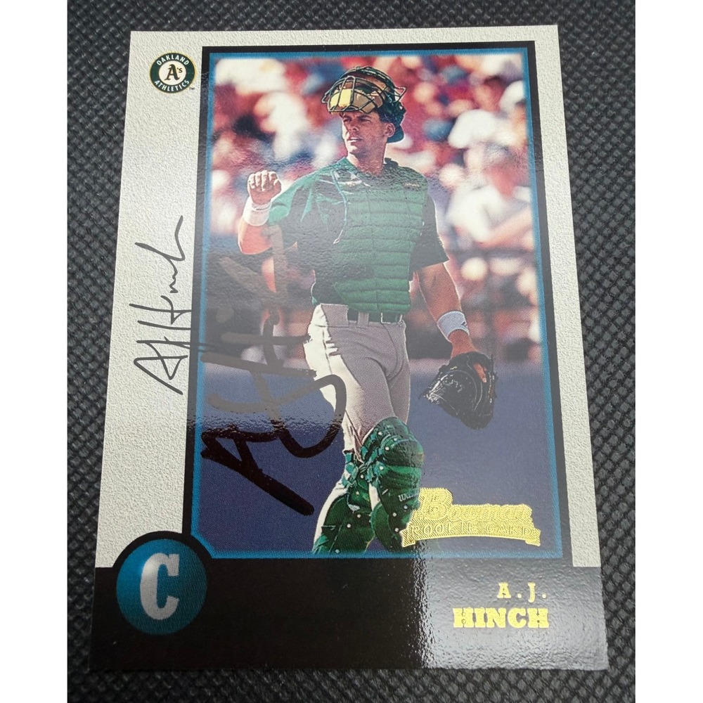 1998 Bowman AJ Hinch Rookie Card 216 Oakland Athletic Hand Signed Autograph Mint
